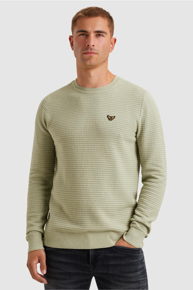 PME legend groene heren trui | Model vooraanzicht