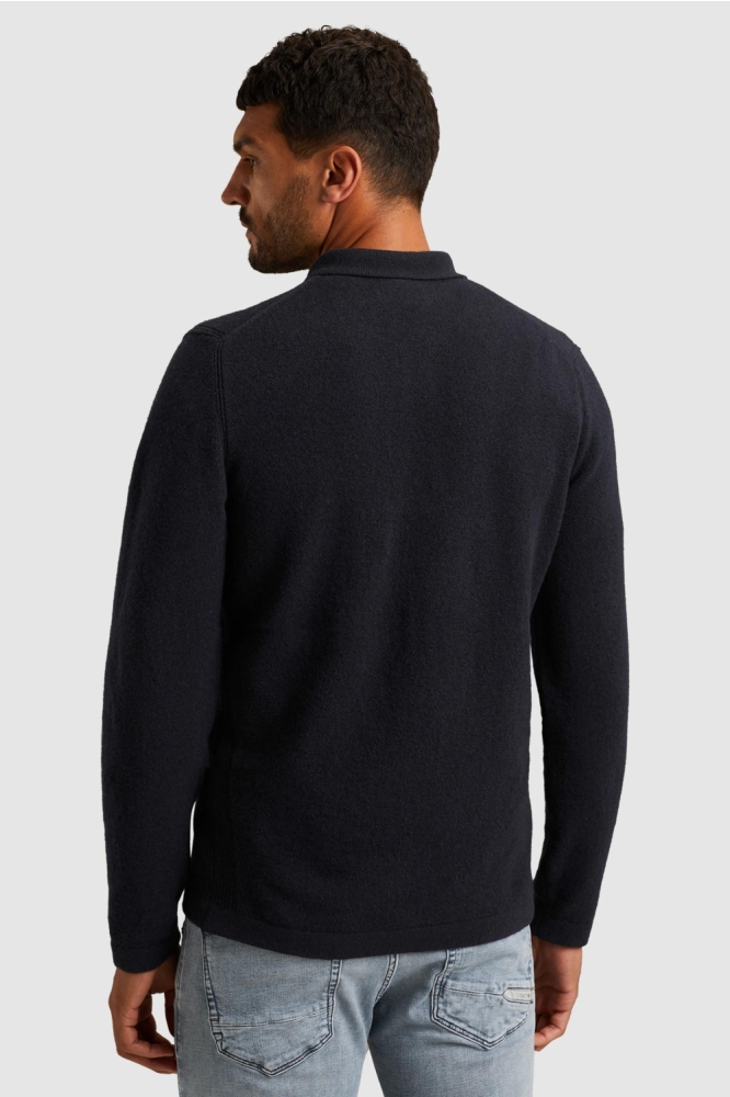 Cast Iron blauwe heren trui | Model achteraanzicht