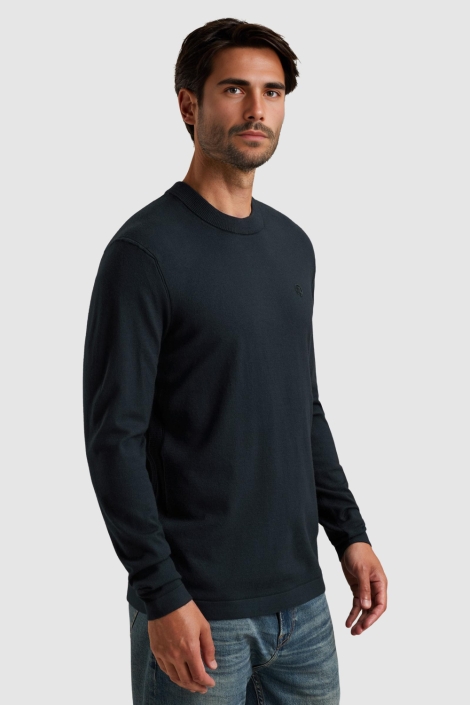 Cast Iron blauwe heren trui | Model zijaanzicht