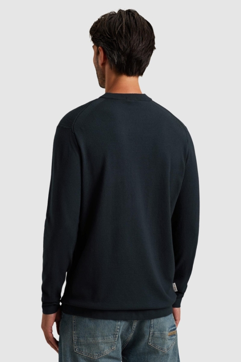 Cast Iron blauwe heren trui | Model achteraanzicht