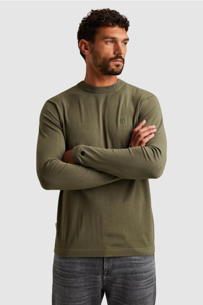 Cast Iron groene heren trui | Model achteraanzicht