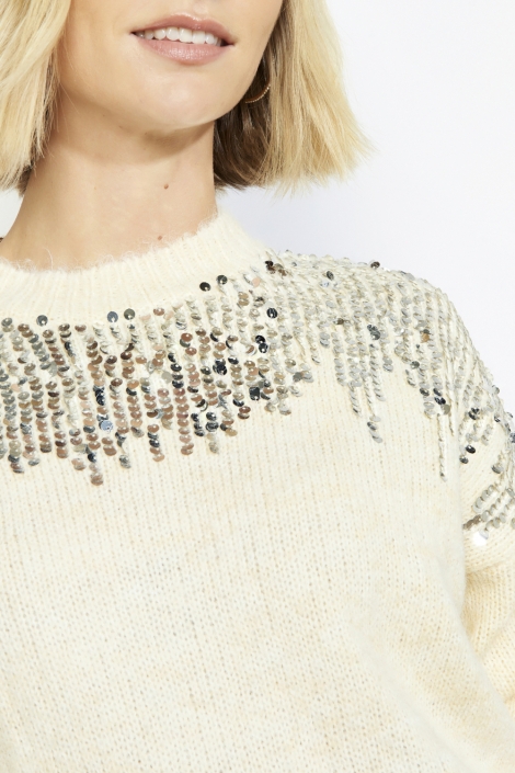 LolaLiza ecru dames trui | Close up