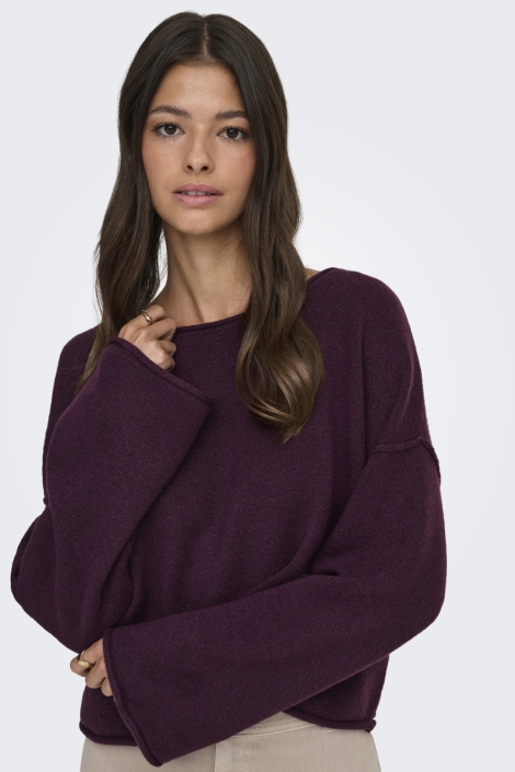 Jacqueline de Yong bordeaux dames trui | Model vooraanzicht