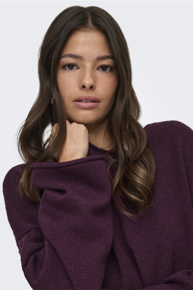 Jacqueline de Yong bordeaux dames trui | Close up