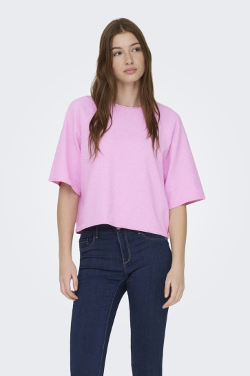 Only ONLLOYAL 2/4 O-NECK KNT NOOS 15368960 Super Pink/Melange