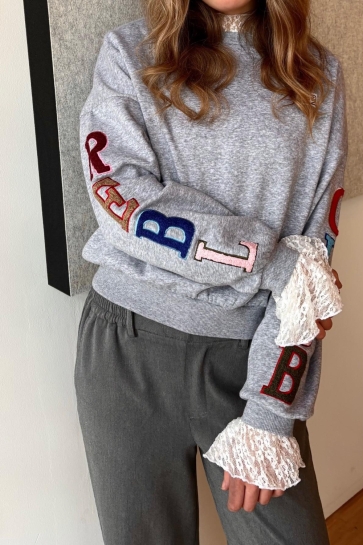 Noisy may NMARYA L/S TEDDY SWEAT 27038076 Light Grey Mela/REBL CLUB