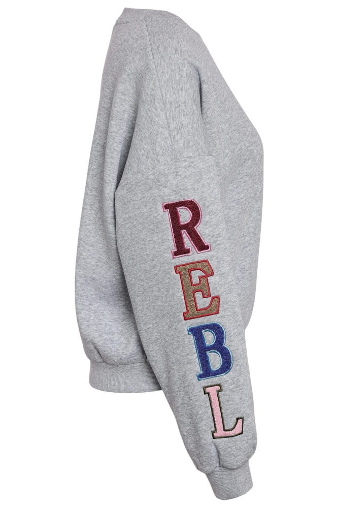 Noisy may grijze dames sweater | Zijaanzicht