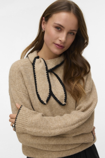 Vero Moda Trui VMNAPOLI LS PULLOVER VIP 10341698 SILVER MINK/ MEL W. BLA