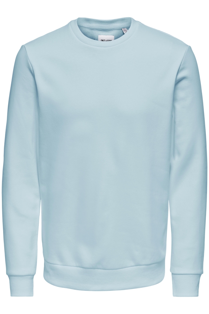 Only & Sons blauwe heren sweater | Vooraanzicht