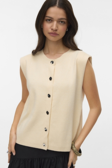 Vero Moda Vest VMGOLD SL O-NECK BUTTON VEST BOO 10340121 BIRCH