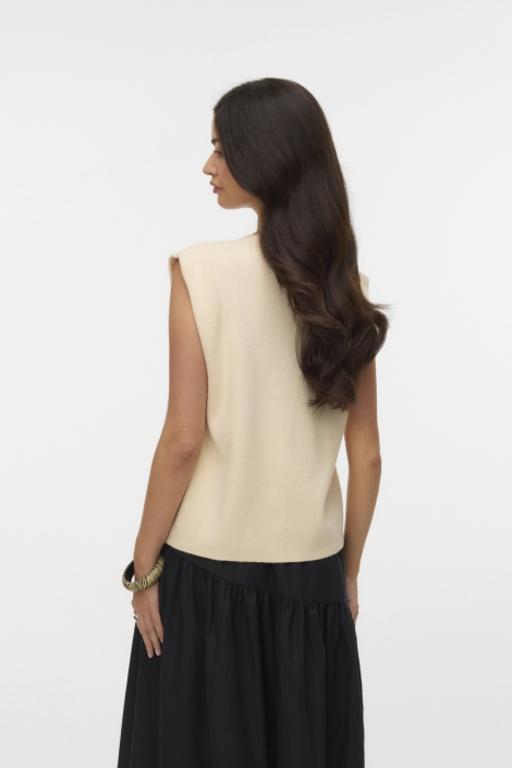 Vero Moda beige dames gilet | Model achteraanzicht
