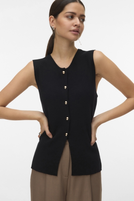 Vero Moda zwarte dames gilet | Model vooraanzicht
