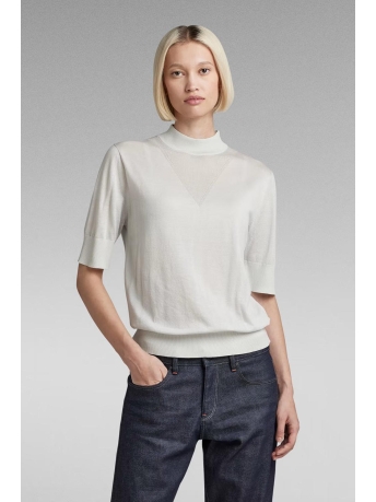 G-Star RAW T-shirt GEBREIDE TRUI CORE KORTE COL D21962 D166 D607 Oyster Mushroom