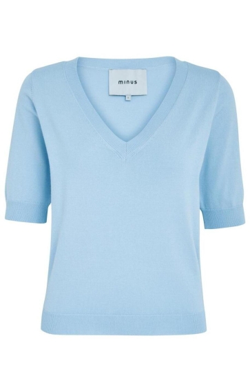 Minus Trui MILLA V NECK KNIT TEE 1 MI4751 1048 ICE BLUE