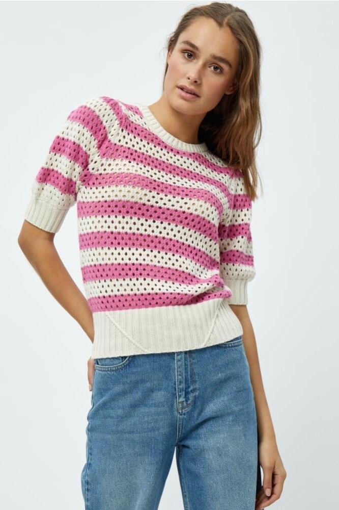 GEORGINA KNIT T SHIRT MI5250 7211S SUPER PINK STRIPED