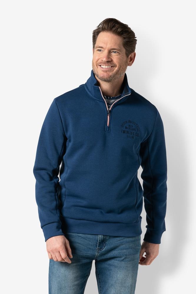 MEN SWEAT HALF ZIP TW32303 516 NAVY PEONY