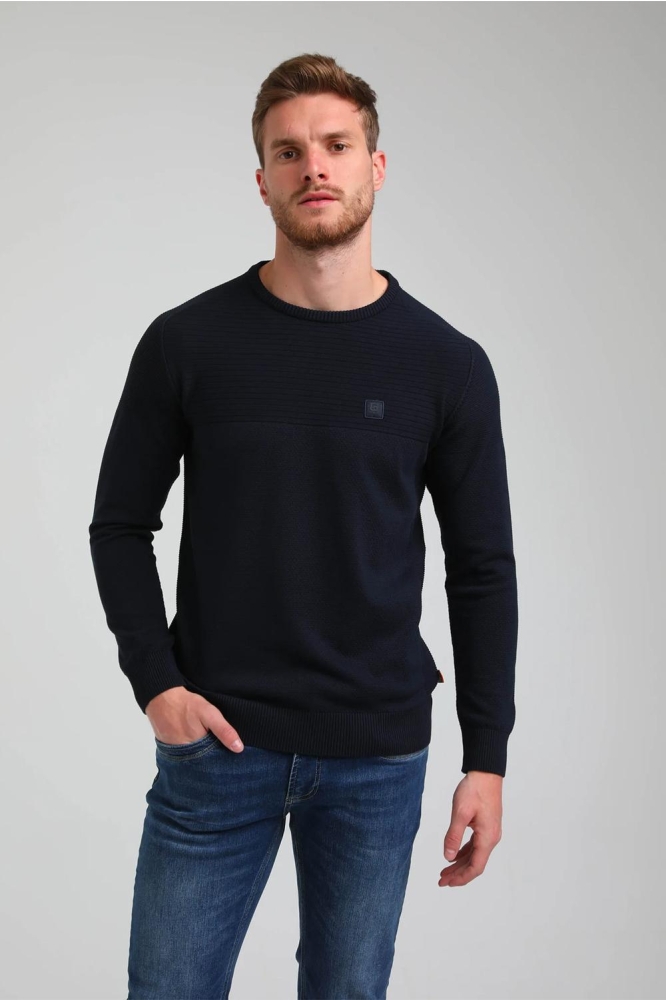 DUNNE KNIT TRUI MET RONDE HALS 613758 301 navy