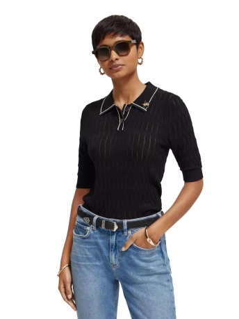 Scotch & Soda T-shirt POINTELLE COLLARED KNITTED TEE 173345 0008