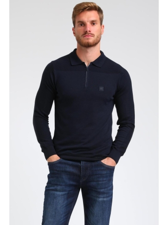 Gabbiano Trui LONGSLEEVE POLO MET RITS 233723 301 NAVY