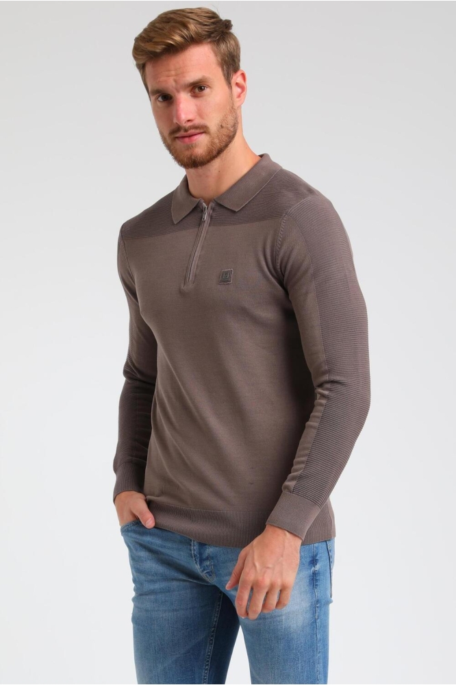 LONGSLEEVE POLO MET RITS 233723 4444 DEEP TAUPE
