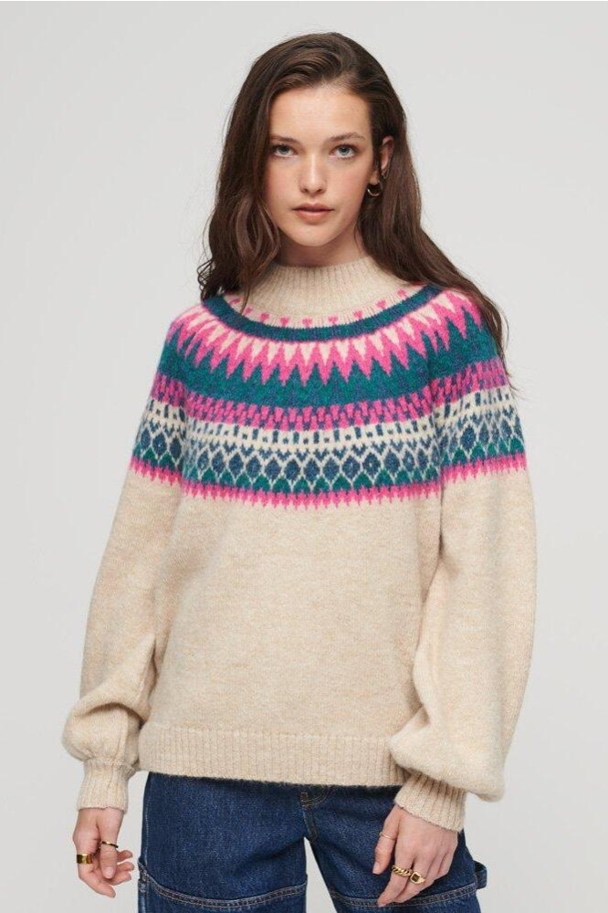 SLOUCHY PATTERN KNIT W6110508A 6OU ECRU FAIRISLE