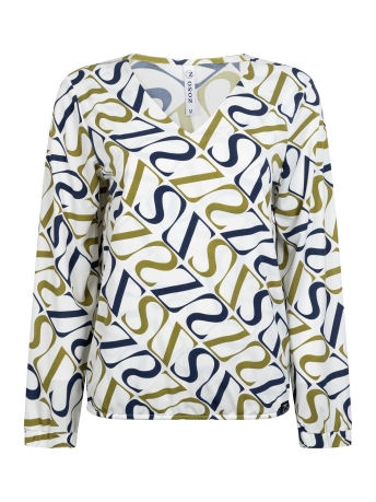 Zoso T-shirt SIMONE SPLENDOUR PRINTED SHIRT 234 0005 0074 OFF WHITE OLIVE