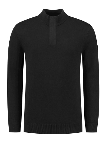 Purewhite Trui HALFZIP WITH POCKET AT SLEEVE 23030813 02 BLACK