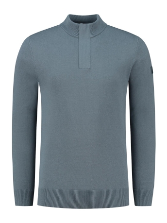 Purewhite Trui HALFZIP WITH POCKET AT SLEEVE 23030813 BLUE