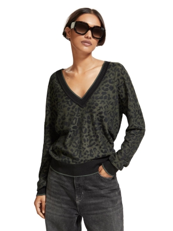 Scotch & Soda Trui ANIMAL JACQUARD V NECK PULLOVER 174801 0360