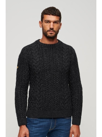 Superdry Trui VINTAGE JACOB CREW M6110526A CHARCOAL BLACK TWIST