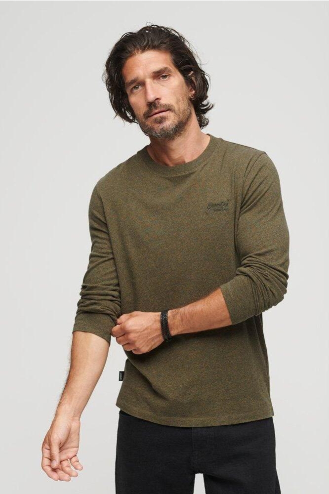 VINTAGE LOGO EMB L S TOP M6010550A OLIVE FLECK MARL