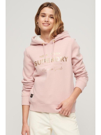 Superdry Trui LUXE METALLIC LOGO HOODIE W2011974A 9EE VINTAGE BLUSH PINK