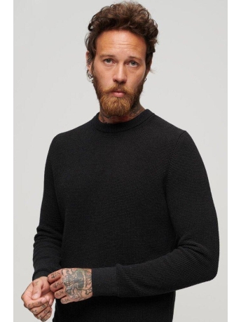 Superdry Trui TEXTURED CREW KNIT JUMPER M6110567A 7BT RAVEN BLACK HEATHER