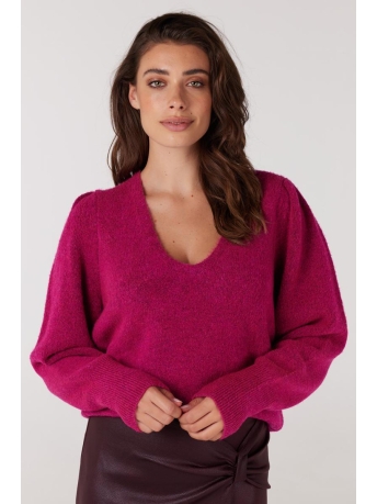 Juffrouw Jansen Trui BRENDA W23 K190 KNIT V NECK 000345 FUCHSIA
