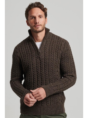 Superdry Trui VINTAGE JACOB HENLEY M6110527A TOASTED CHOCOLATE BROWN