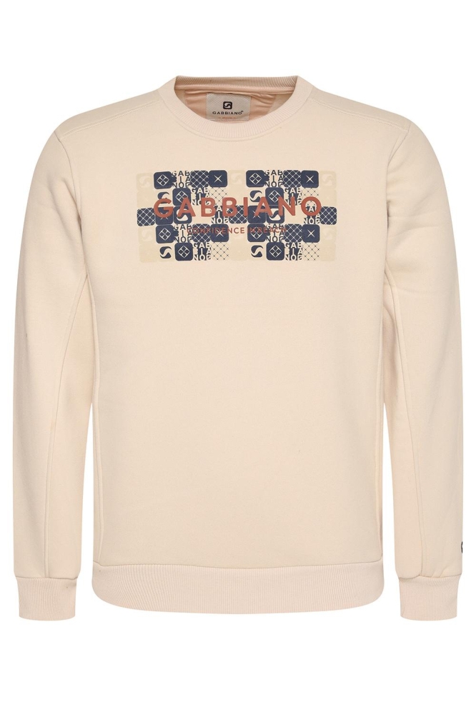Gabbiano beige heren sweater | Vooraanzicht