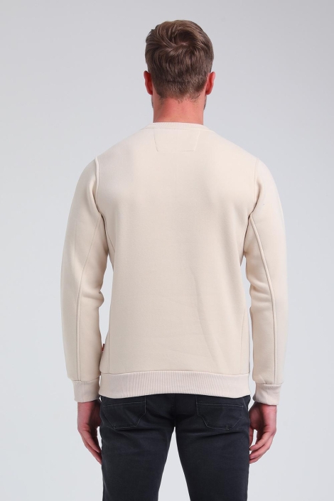 Gabbiano beige heren sweater | Model achteraanzicht