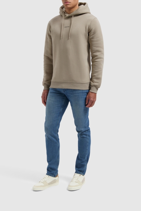 Pure Path taupe heren sweater | Model zijaanzicht