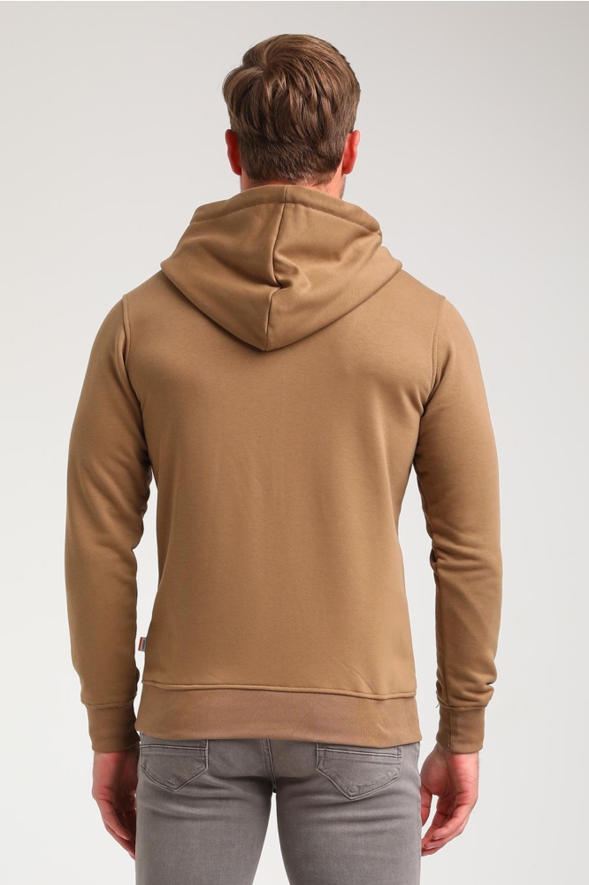 Gabbiano camel heren sweater | Model achteraanzicht