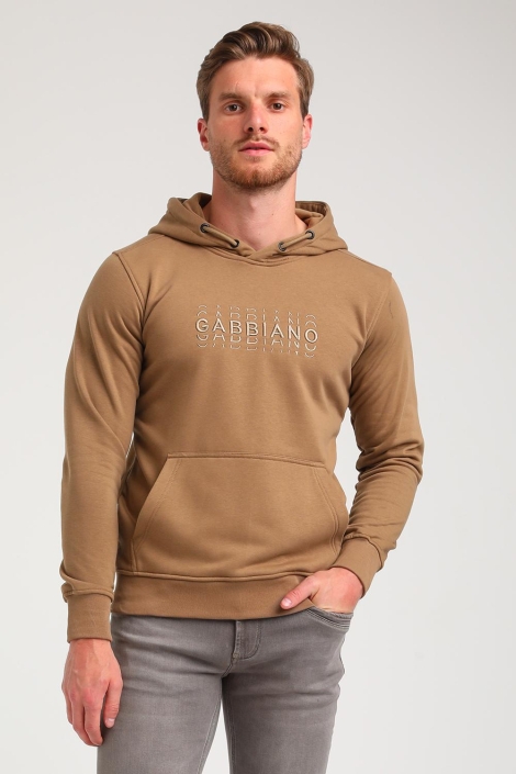 Gabbiano camel heren sweater | Model vooraanzicht