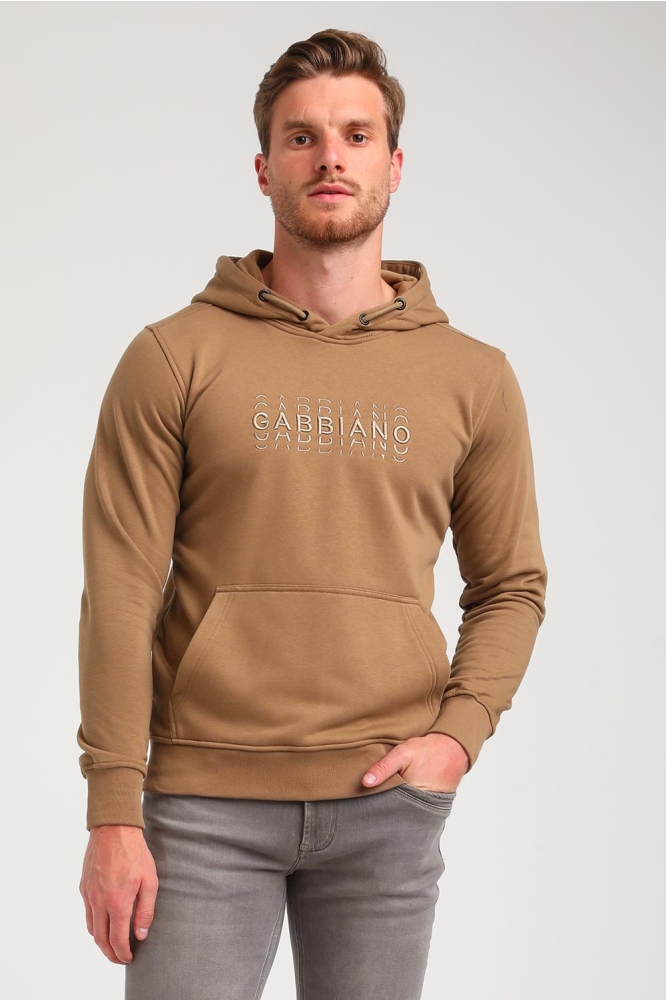 Gabbiano camel heren sweater | Model vooraanzicht