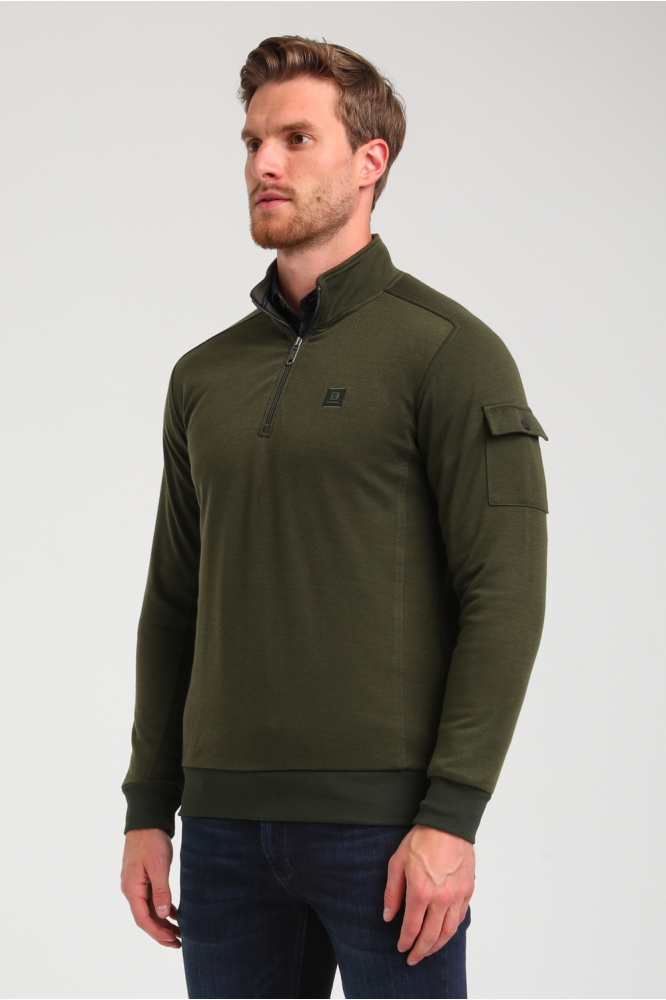 Gabbiano groene heren sweater | Model vooraanzicht