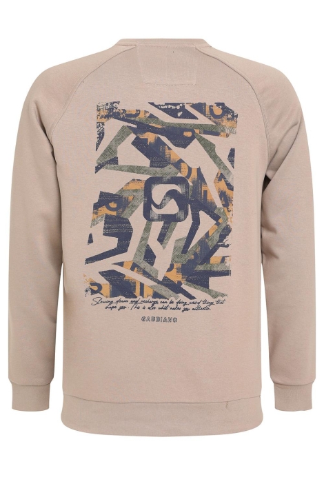 Gabbiano taupe heren sweater | Achteraanzicht