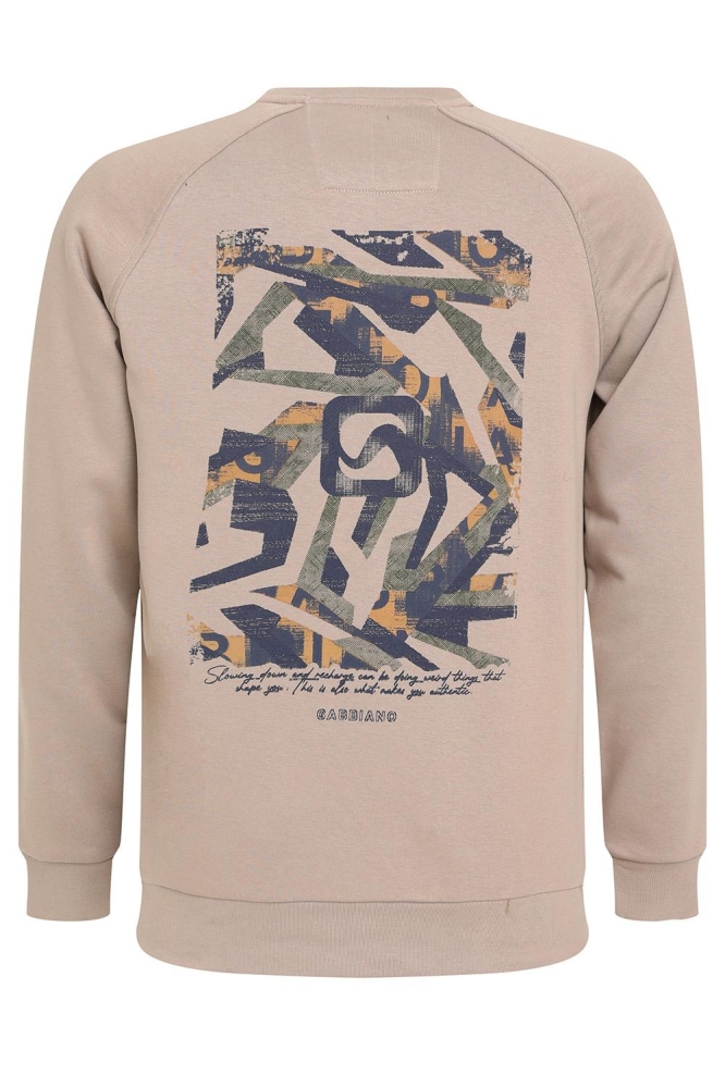 Gabbiano taupe heren sweater | Achteraanzicht