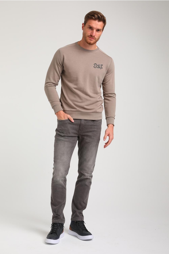 Gabbiano taupe heren sweater | Model