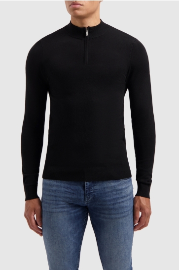 Pure Path Trui REGULAR FIT KNITWEAR HALFZIP LS 10815 02 BLACK