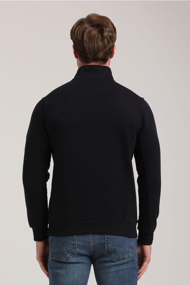 HOGE KRAAG SWEAT MET JACQUARD PATROON 775277 301 navy