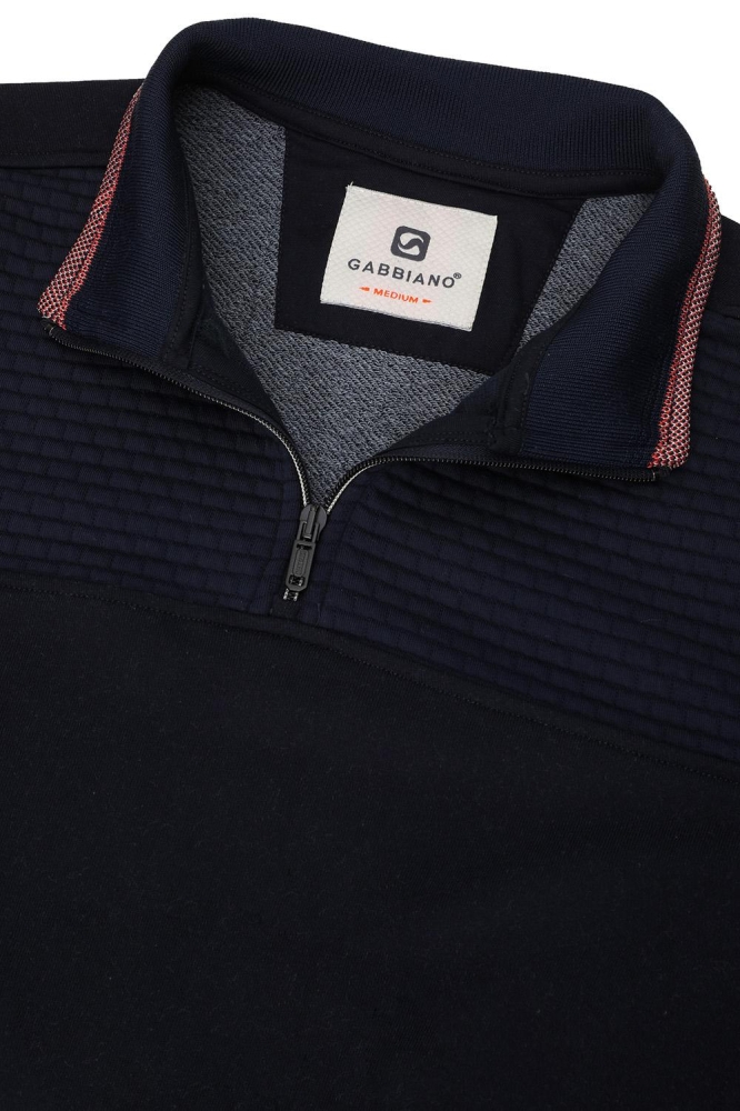 HOGE KRAAG SWEAT MET JACQUARD PATROON 775277 301 navy