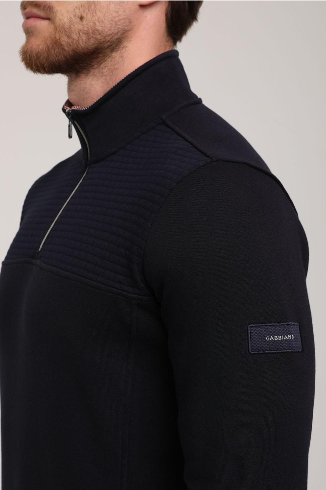 HOGE KRAAG SWEAT MET JACQUARD PATROON 775277 301 navy