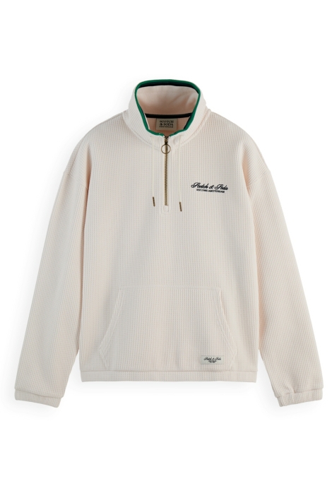 Scotch & Soda ecru heren sweater | Vooraanzicht